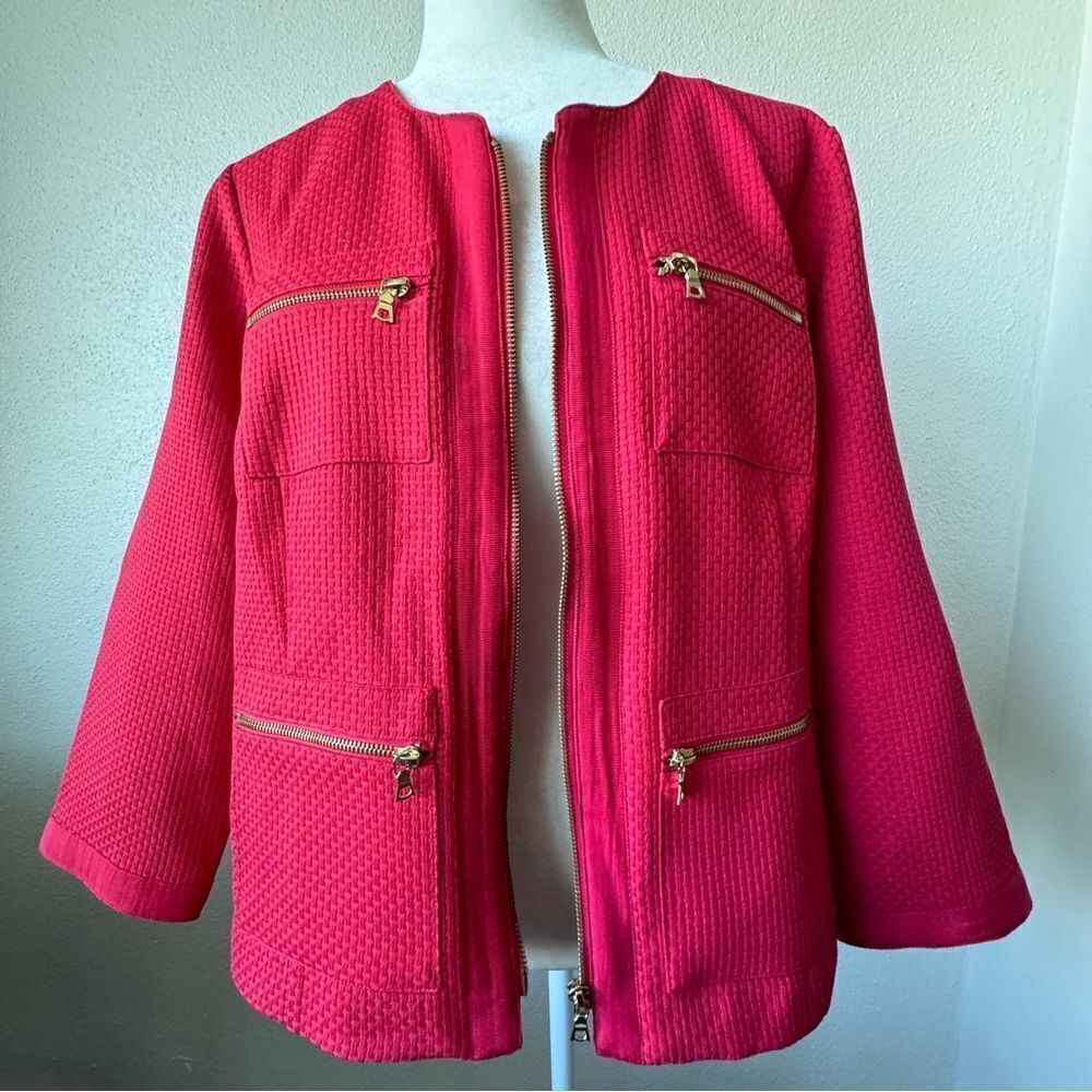 Suit Blazer Hot Pink Zip Up QVC Barbiecore Jacket - Picture 10 of 13